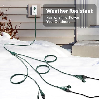 BN-LINK Outdoor Extension Cord 1 to 3 Splitter, Max 13 ft Extension, 16/3 SJTW - Image 6