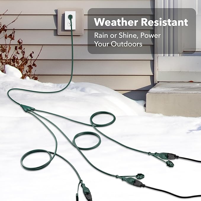 BN-LINK 1 to 3 Splitter Extension Cord, 24 ft End to End, 16/3 SJTW Weather - Image 7