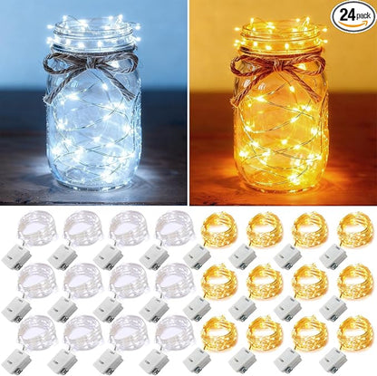 24 Pack Fairy Lights Battery Operated 7ft 20 LED Mini Twinkle String Lights by YOEEN