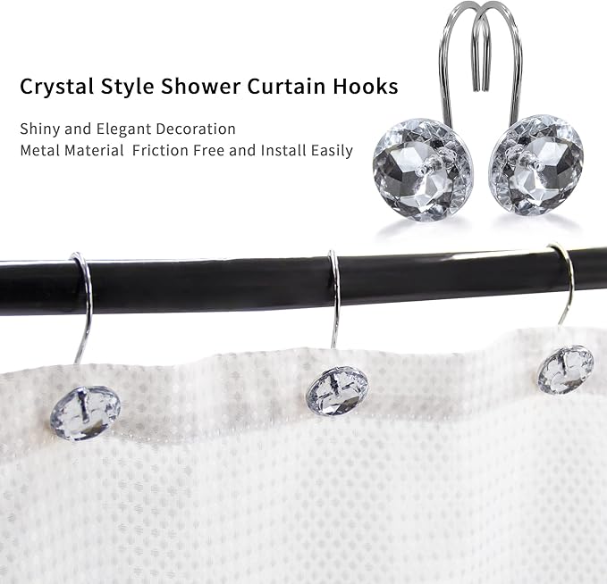 MitoVilla Silver Shower Curtain Hooks Rings, Rust Proof Shower Rings - Image 3