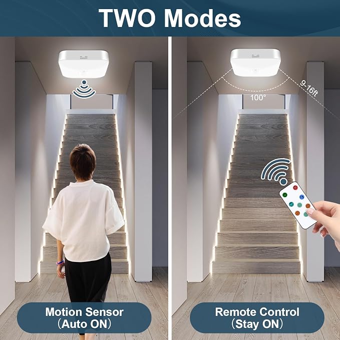 WhitePoplar Motion Sensor Rechargeable Ceiling Light Indoor - Image 3