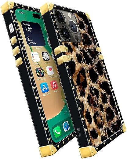 Compatible with iPhone 14 Pro Max Case, Seamless Gold Chain Leopard Luxury - Image 3