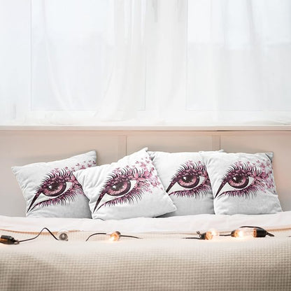Ambesonne Butterflies Throw Pillow Cushion Case Pack of 4, Female Eye Eyelashes - Image 6