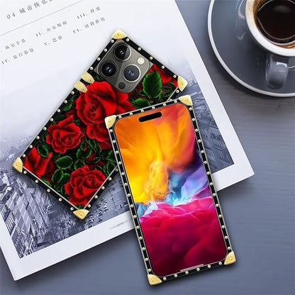 Compatible with iPhone 15 Pro Max Case, Vector Red Rose Green Leaf Luxury - Image 6