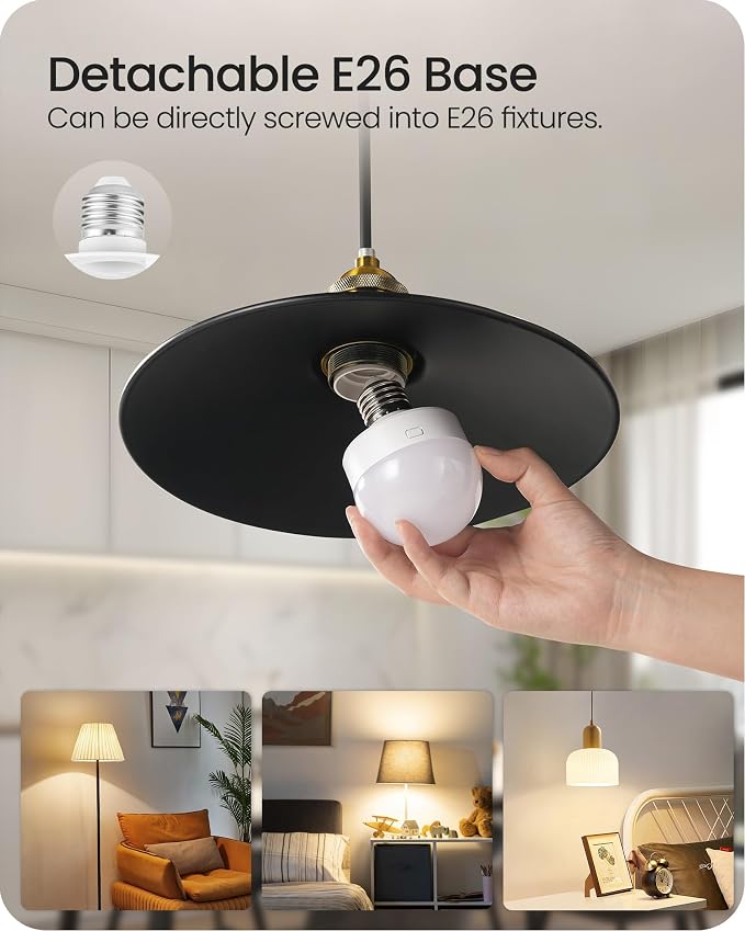 Rechargeable Light Bulbs with Remote Control 4 Packs, Battery Operated Light - Image 8