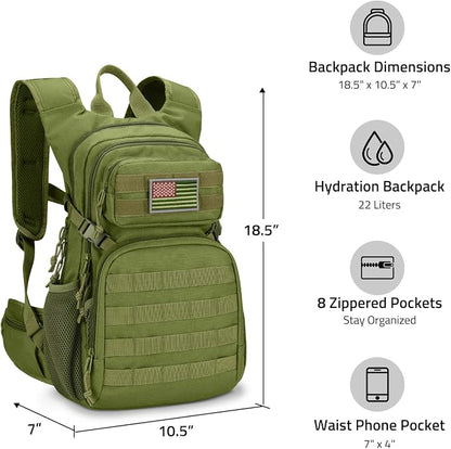 CVLIFE Hydration Backpack with 3L TPU Tactical Water Bladder, 22L Hiking - Image 6
