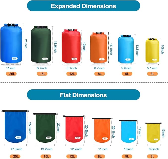 6PCS Dry Bags Waterproof, Lightweight Dry Bags - Image 2
