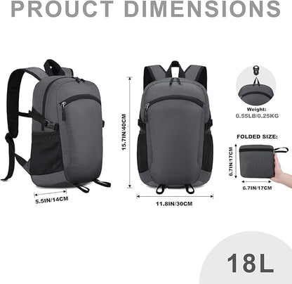 Lightweight Hiking Backpack 18L Packable Foldable Small Daypack Collapsible - Image 7