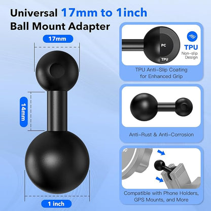 1-Inch B Size Ball to 20mm Ball Adapter – TPU Anti-Slip Converter, Compatible - Image 2