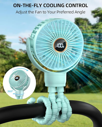 Portable Stroller Mini Fan, Small Rechargeable Personal Fan, Travel Essentials - Image 2
