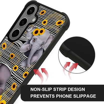 for Samsung Galaxy S24 S25 Plus Case, Cute Little Elephant Sunflower White Line - Image 4