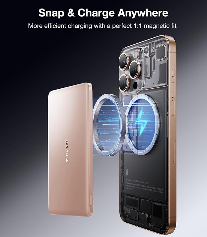 TORRAS MiniMag Power Bank, Ultra Slim 5, 000mAh Wireless Portable Charger - Image 5