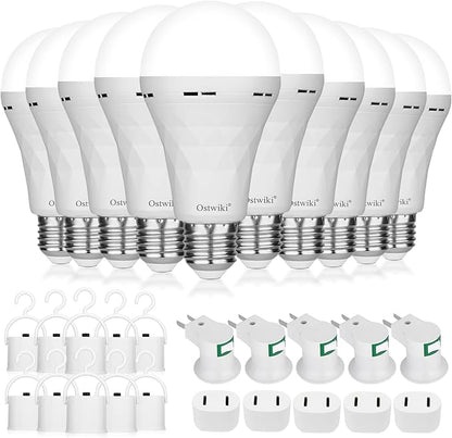 Ostwiki 10 Pack Rechargeable Emergency Light Bulbs, Battery Operated Backup by OstwikiDecorationLights