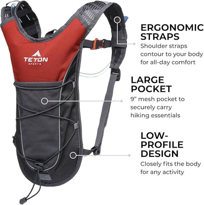 Teton Oasis/Trailrunner Hydration Backpack – Lightweight Water Pack - Image 2