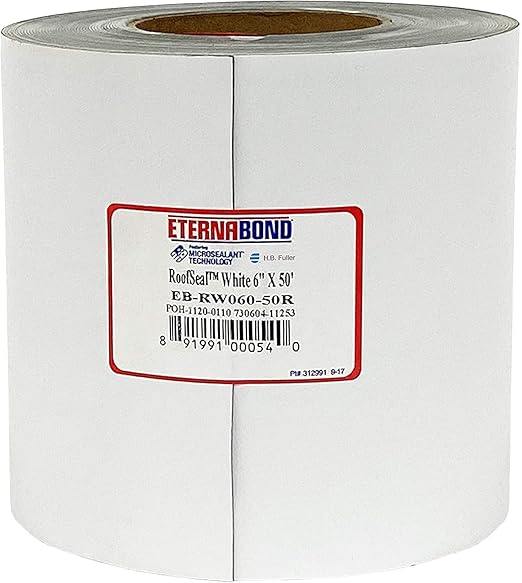 EternaBond RoofSeal White 6" x50' MicroSealant UV Stable RV Roof Seal Repair by ETERNABOND