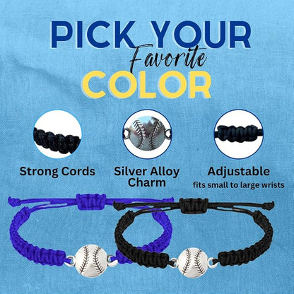 Sportybella - Baseball Bracelet, Baseball Jewelry, Adjustable Braided Baseball - Image 6
