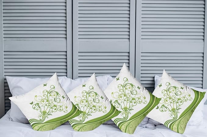 Ambesonne Vines Throw Pillow Cushion Case Pack of 4, Butterflies Leaves Flowers - Image 2