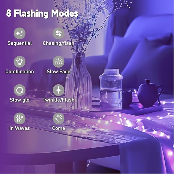 HXWEIYE Rechargeable Fairy Lights Battery Operated, DIY Timer & 8 Modes - Image 8
