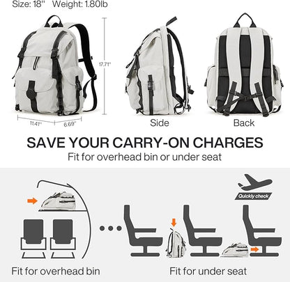 mixi Travel Backpack for Women Men, 18 Inch Carry On Laptop Backpack Flight - Image 5