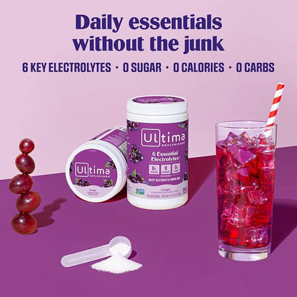 Ultima Replenisher Daily Electrolyte Powder Drink Mix – Sugar Free – Grape - Image 2