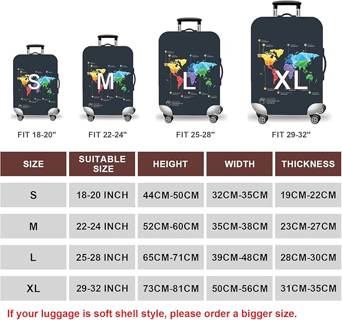 WUJIAONIAO Travel Luggage Cover Baggage Suitcase Cover Protector Skins 18-32 - Image 6