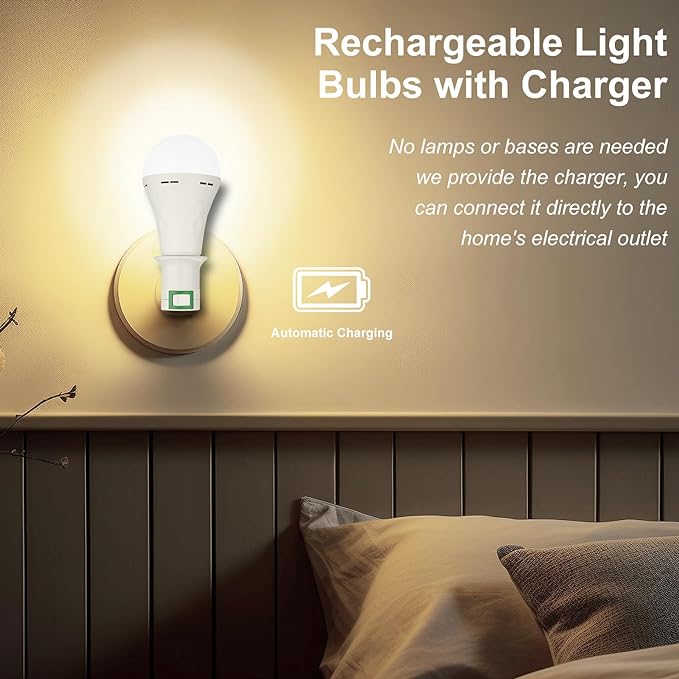 Ostwiki Rechargeable Light Bulbs, 6 Pack Battery Operated Backup Emergency - Image 4
