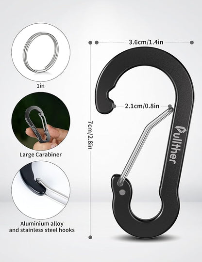 9PCS Carabiner Keychain Clip, 2.7" Large Aluminum Carabiner Clips - Image 2