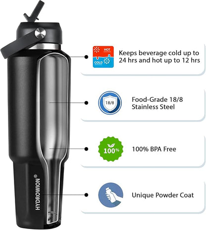 HYDROWION 32 oz Insulated Water Bottle, Car Water Bottle Holder - Image 5