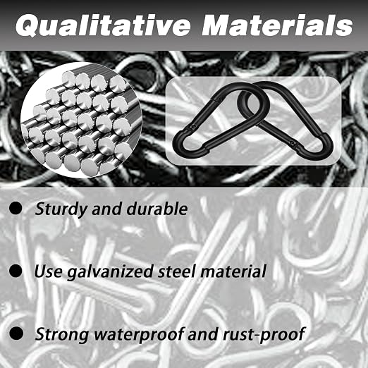 50 PCS 3'' Spring Snap Hook Carabiner, M8 5/16 Inch Galvanized Black Steel - Image 4