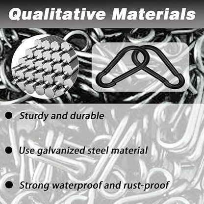 50 PCS 3'' Spring Snap Hook Carabiner, M8 5/16 Inch Galvanized Black Steel - Image 4