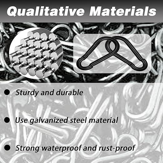 200 PCS 2'' Spring Snap Hook Carabiner, M5 3/16 Inch Galvanized Black Steel - Image 4