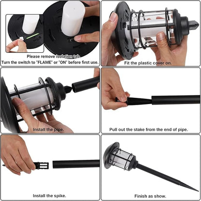 Dynaming 6 Pack Solar Flame Torch Lights Outdoor, Dual Use Flickering Purple - Image 4