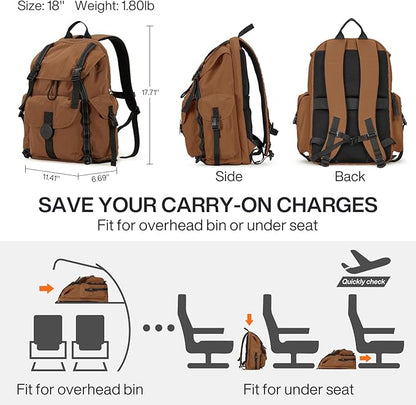 mixi Travel Backpack for Women Men, 18 Inch Carry On Laptop Backpack Flight - Image 5