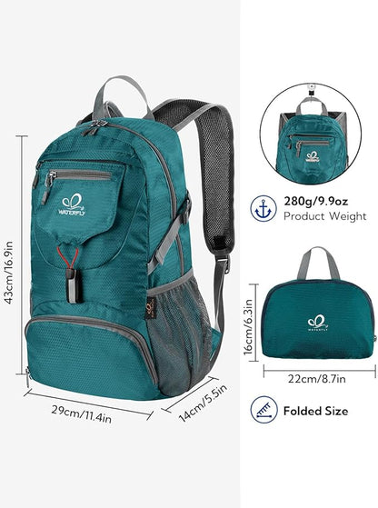 WATERFLY Small Lightweight Packable Backpack: 20l Ultra Light Foldable Travel - Image 2
