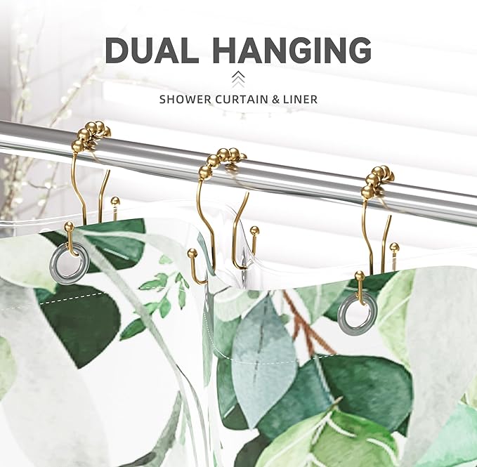 Bathway Shower Curtain Hooks, Shower Curtain Rings Rust Proof Double Hook - Image 7