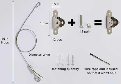 6 Sets Adjustable Hanging Wire Kit, Stainless Steel Multipurpose Suspension - Image 2