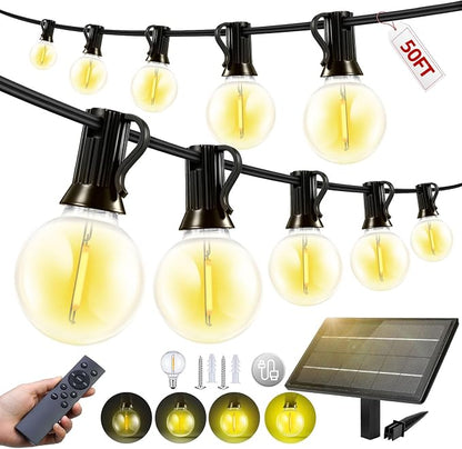 50FT Solar Lights Outdoor Waterproof: G40 15M Shatterproof Bulbs Patio Lights by Unknown
