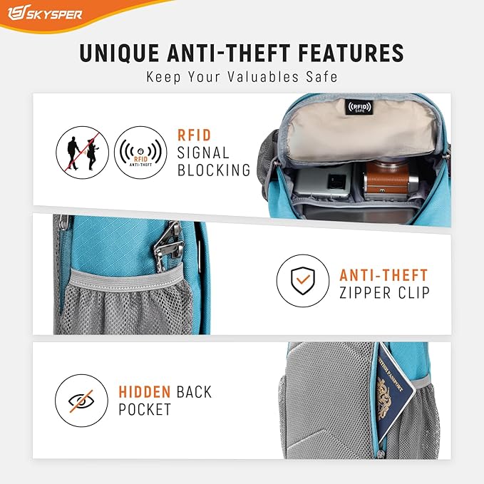 SKYSPER Sling Bag RFID Cross Body Bag Recycled Crossbody Backpack Travel Daypack - Image 2
