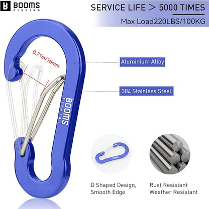 Booms Fishing CC5 Multi-Use Carabiner Clips, 10 Pack 2.3"/ 3.1" Caribeener Clips - Image 2