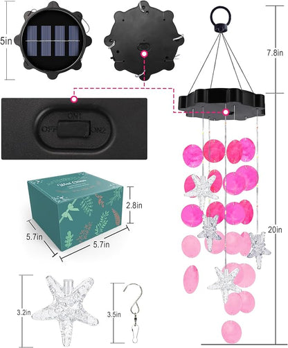 Toodour Solar Wind Chimes for Outside, Shells Light Gifts for Mom Grandma Women - Image 7