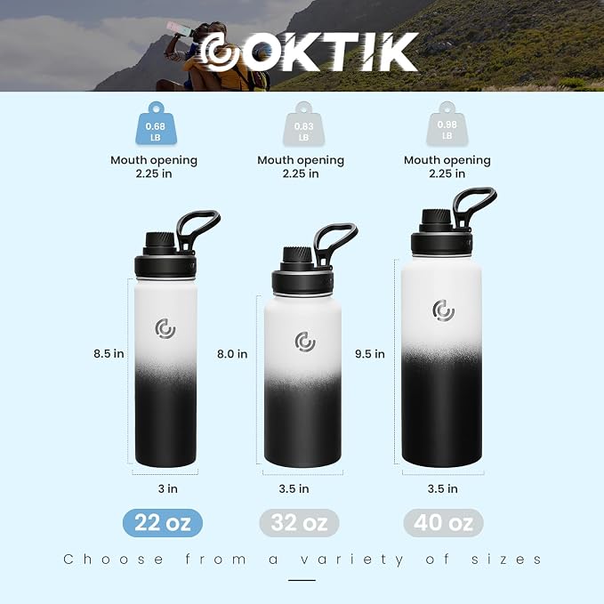 Sports Water Bottle 22oz, Insulated Water Bottle - Image 2