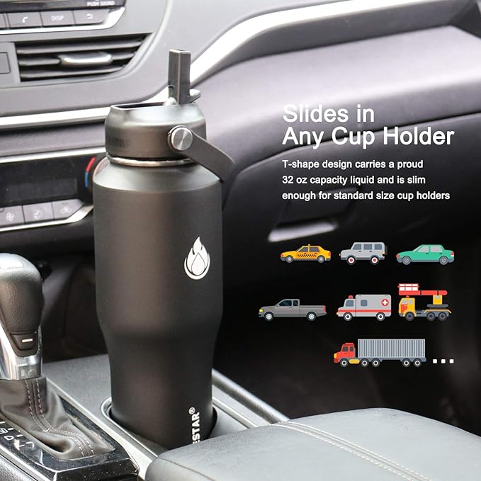 SENDESTAR Water Bottle 32oz, Wide Mouth Stainless Steel Vacuum Insulated Double - Image 2