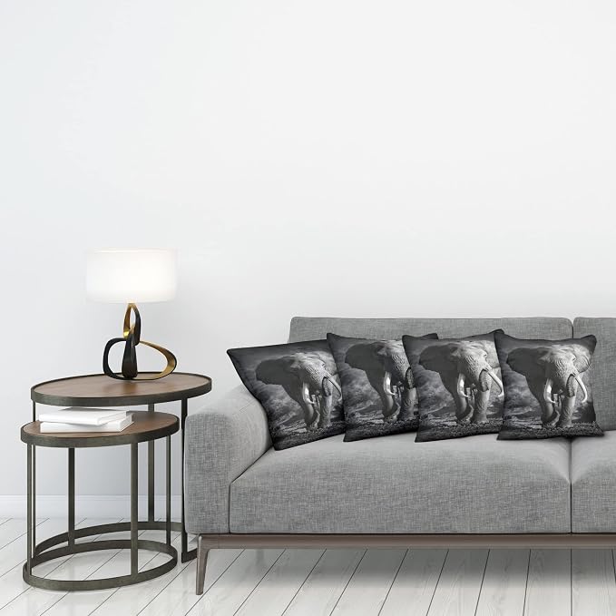 Ambesonne Elephant Throw Pillow Cushion Case Pack of 4, Majestic Elephant Bull - Image 3