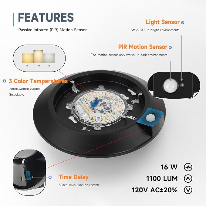ECOELER 6Inch Motion Sensor LED Ceiling Light - Image 3