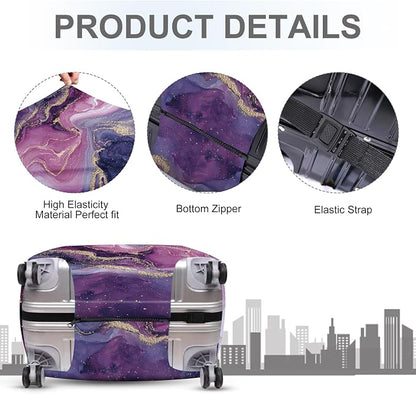 ANNA QUEEN Purple Marble Luggage Cover, Elegant Abstract Art Suitcase Protector - Image 4
