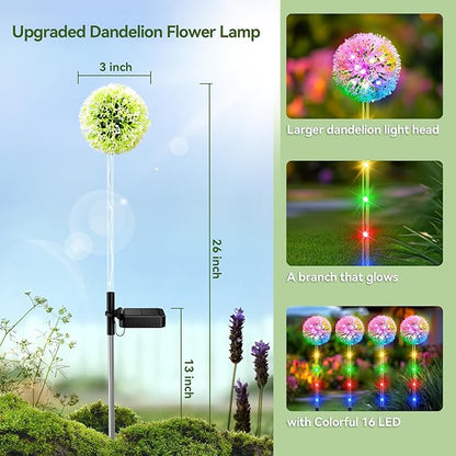 Solar Garden Lights Outdoor Decor: 4 Pack Dandelion Solar Flower Lights - Image 5