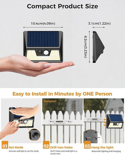 vighep 4 Pack Solar Motion Lights Outdoor, Waterproof Fence Lights Solar Powered - Image 7