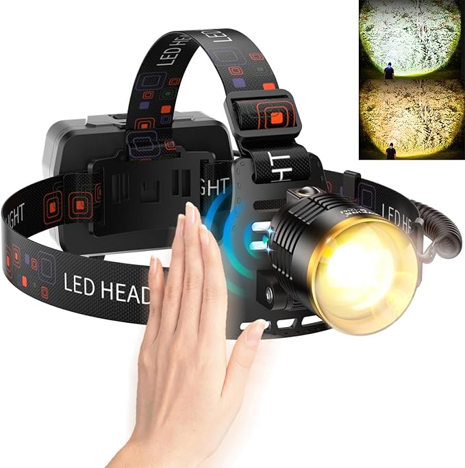 SKYFIRE Rechargeable Headlamp Motion Sensor, LED Super Bright Head lamp by SKYFIRE