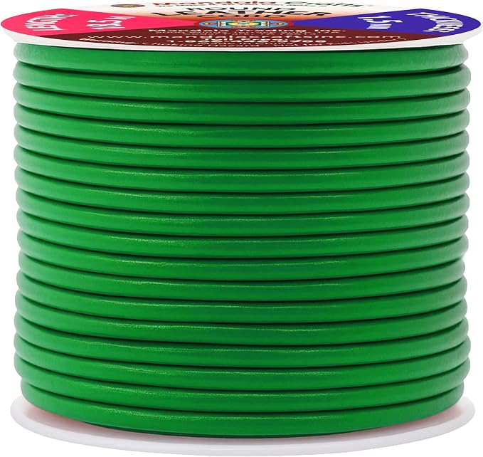 Mandala Crafts Round Genuine Green Leather Cord - Image 2