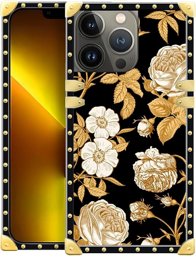 Compatible with iPhone 13 Pro Max Case, Blooming Rose Golden Flower Luxury by Unknown